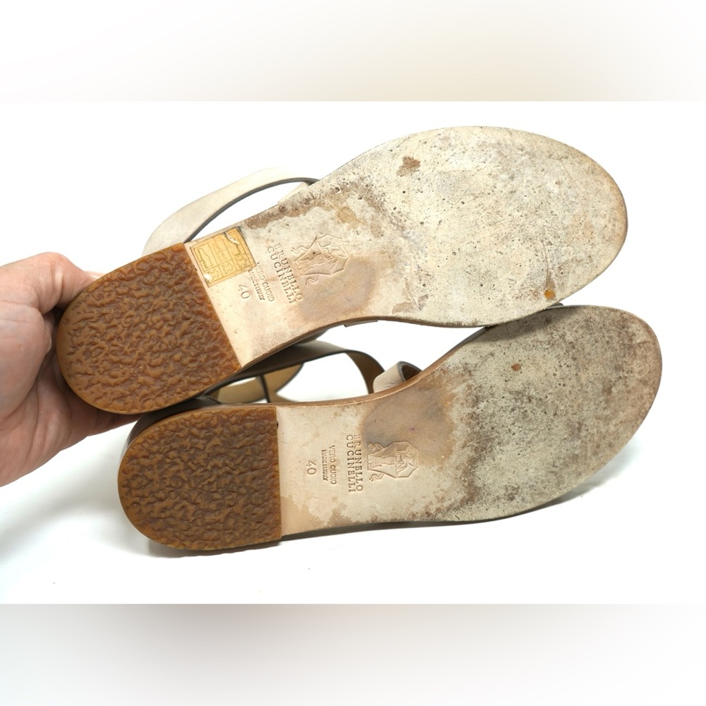 Brunello Cucinelli Leather And Python Sandal Size… - image 3